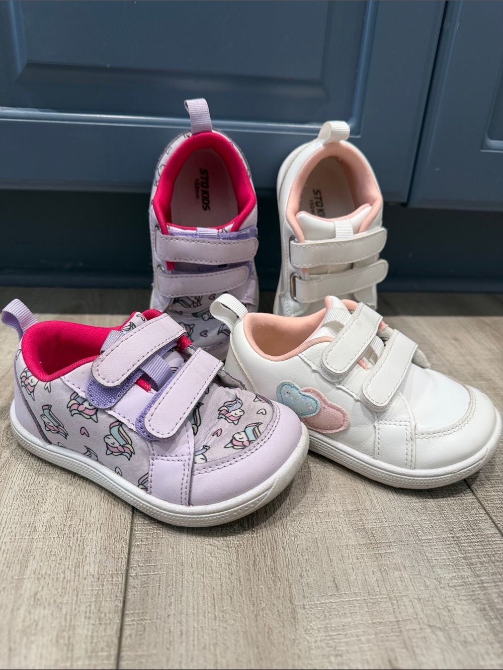 STQ KIDS Wide Toe Box Sneakers- White and Purple- US Toddler 8 Girls